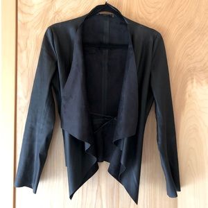 Zara Vegan Black Leather Waterfall Cardigan S